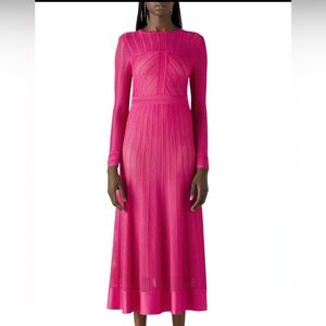 St. John Collection Striped Mesh A -Line Dress-Mage